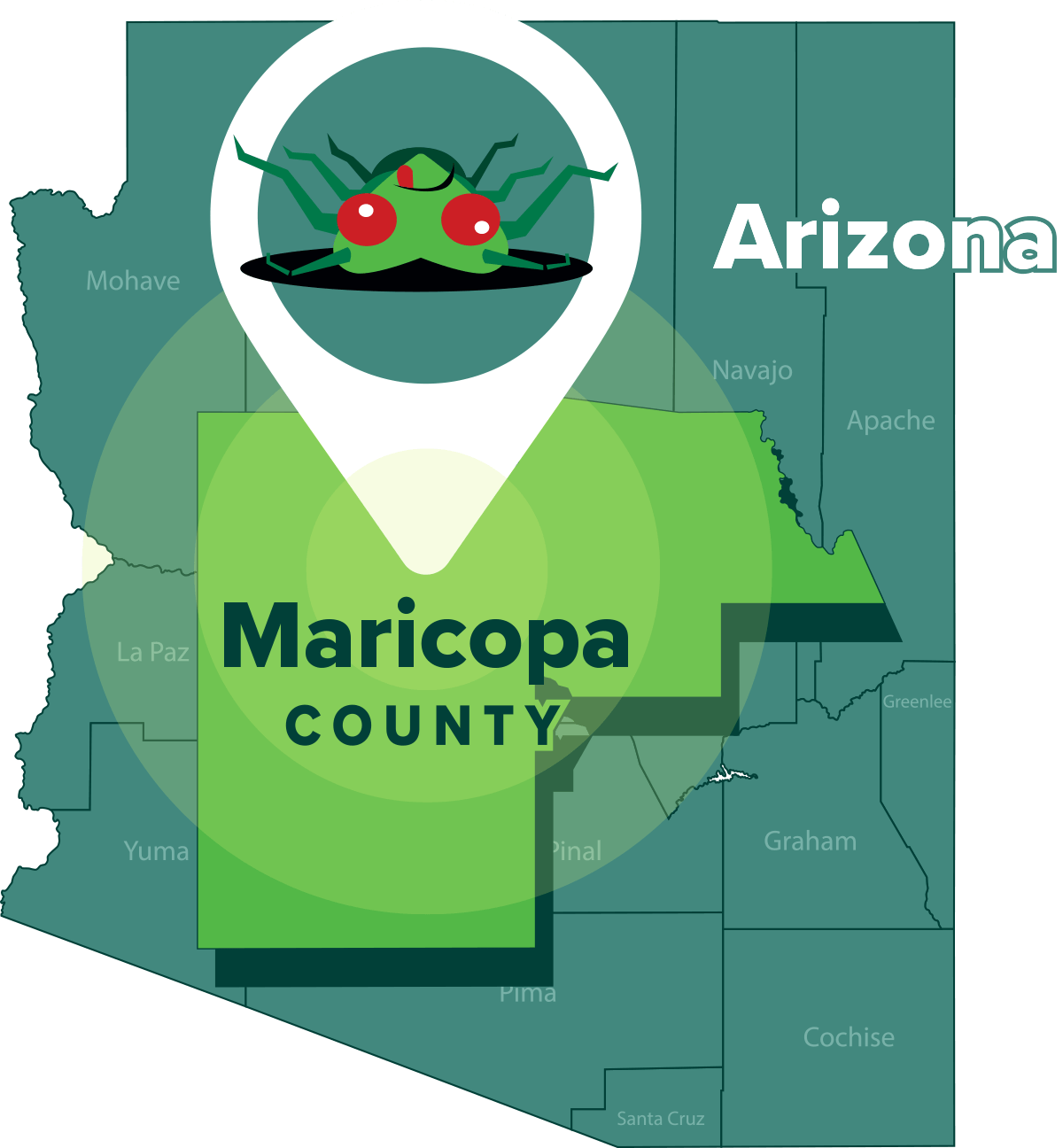 Titan Pest Control Service Area Map Maricopa County Arizona